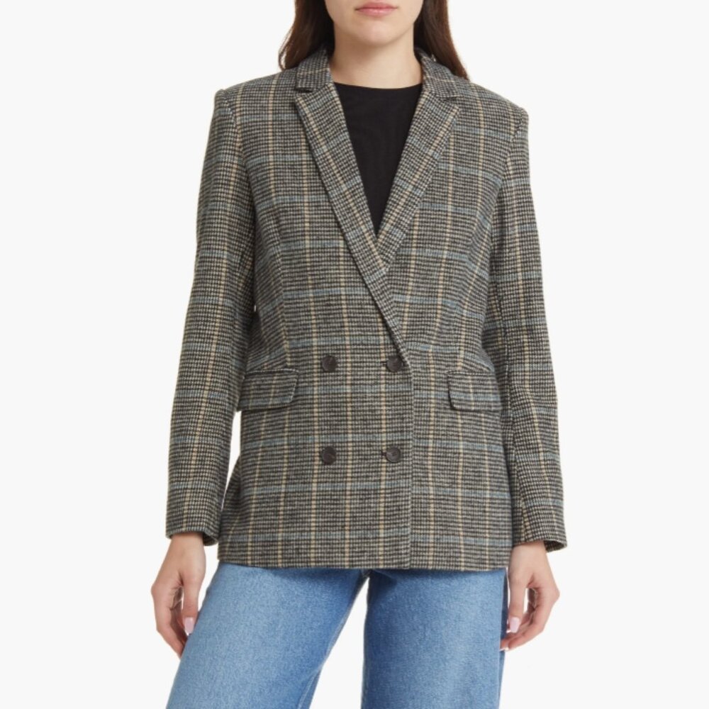 New Rails Cody Houndstooth Check Double Breasted … - image 4